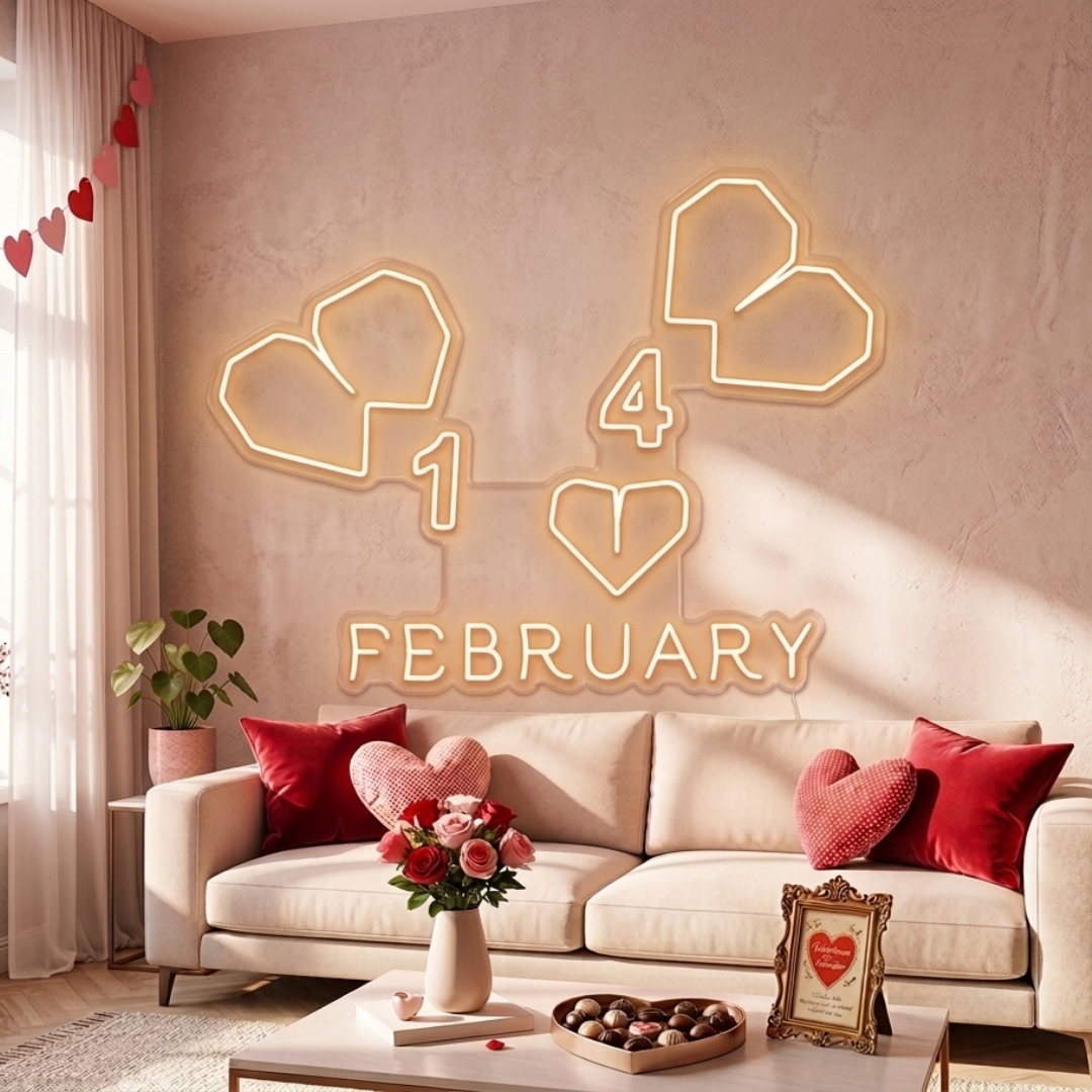 February 14 Valentine's Day Neon Sign by LEDNeons
