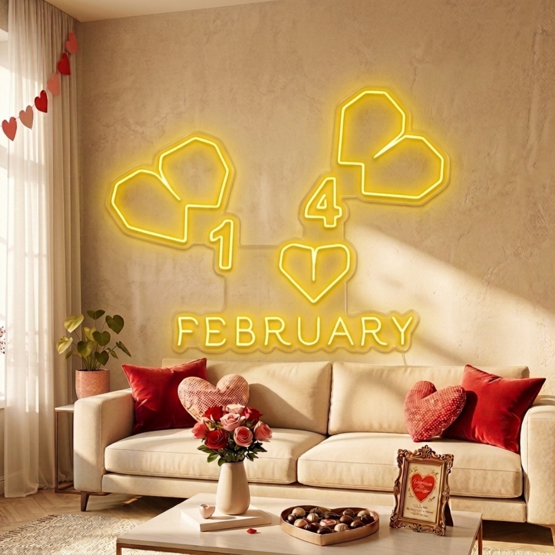 February 14 Valentine's Day Neon Sign by LEDNeons 