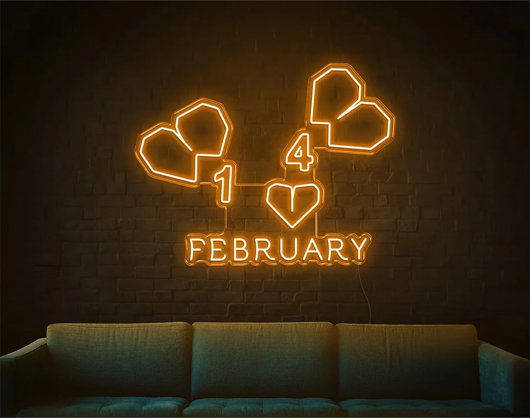 February Valentine's Day LED Neon Sign by LEDNeons - adding warmth to any space  - Orange