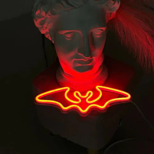 Flying Bat Halloween LED Neon Sign by LEDNeons - on statue