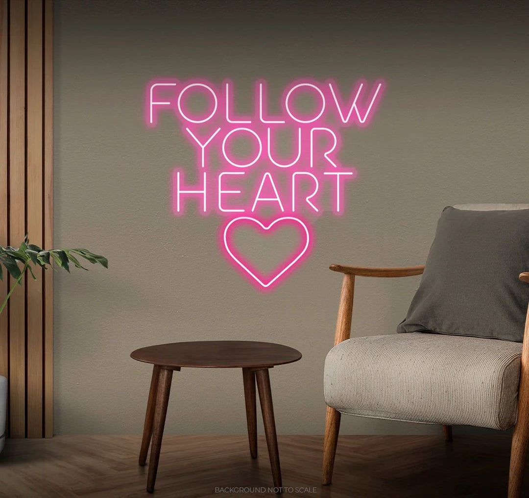 Follow Your Heart Motivational LED Neon Sign by LEDNeons for romantic and inspirational home décor