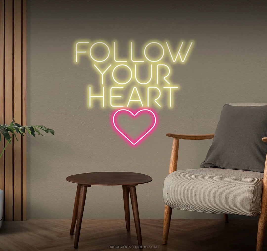 Follow Your Heart Motivational LED Neon Sign by LEDNeons for romantic and inspirational home décor