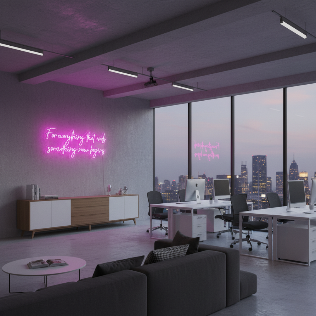 For Everything That Ends Something New Begins” inspirational LED Neon Sign by LEDNeons – motivational wall décor for home, café, or office.