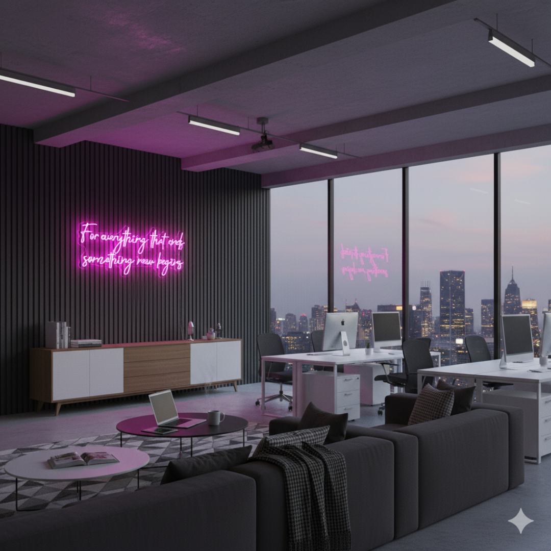 For Everything That Ends Something New Begins” inspirational LED Neon Sign by LEDNeons – motivational wall décor for home, café, or office.