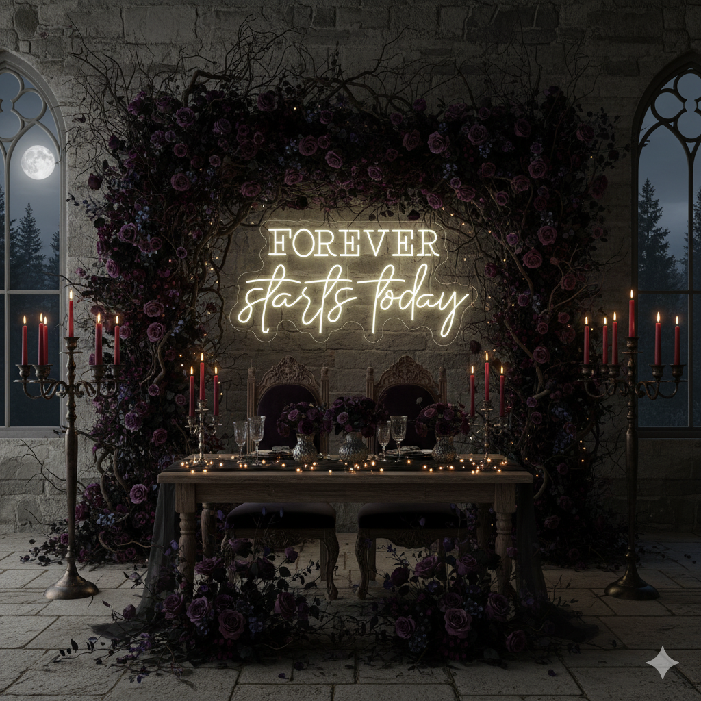 Forever Start Today Wedding LED Neon Sign By LEDNeons - Dark Theme 