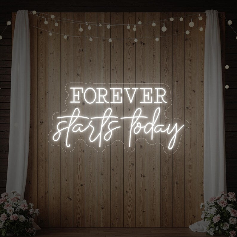 Forever Start Today Wedding LED Neon Sign by LEDNeons -  Cool White