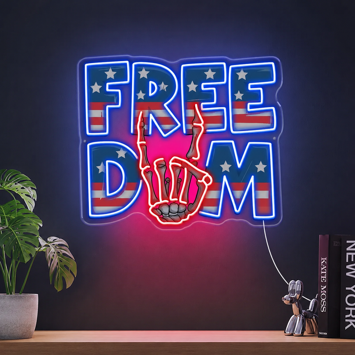Freedom LED Neon Sign | Patriotic American Flag Wall Decor | LedNeons