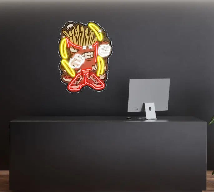 French Fries Cartoon UV Neon Sign by LEDNeons 