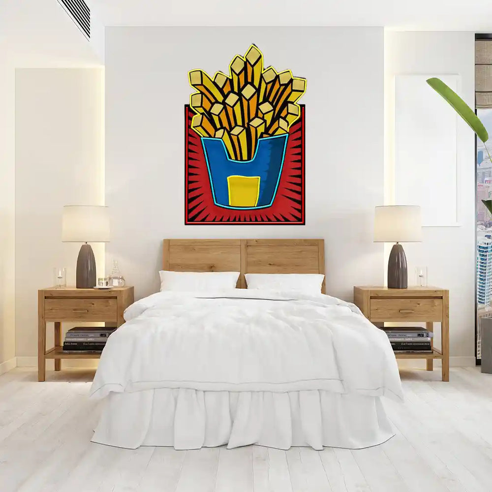French Fries UV Art LED Neon Sign by LEDNeons - ideal for kitchens, diners, and food-themed spaces.
