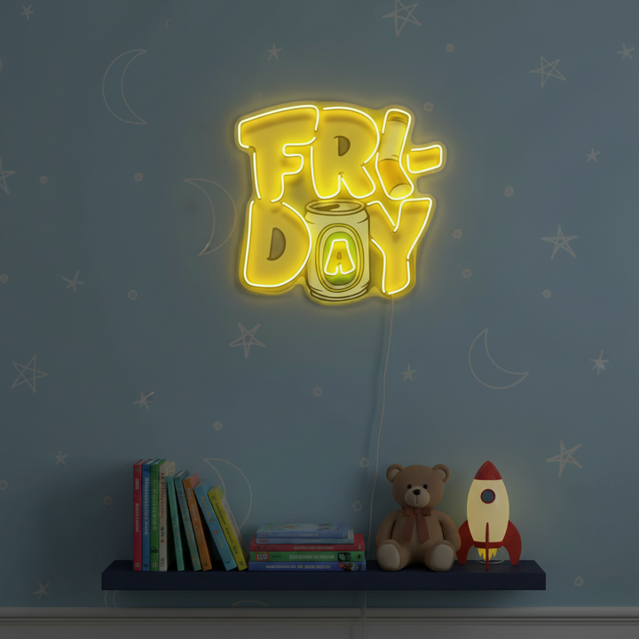 Friday UV Art LED Neon Sign in yellow color by LEDNeons