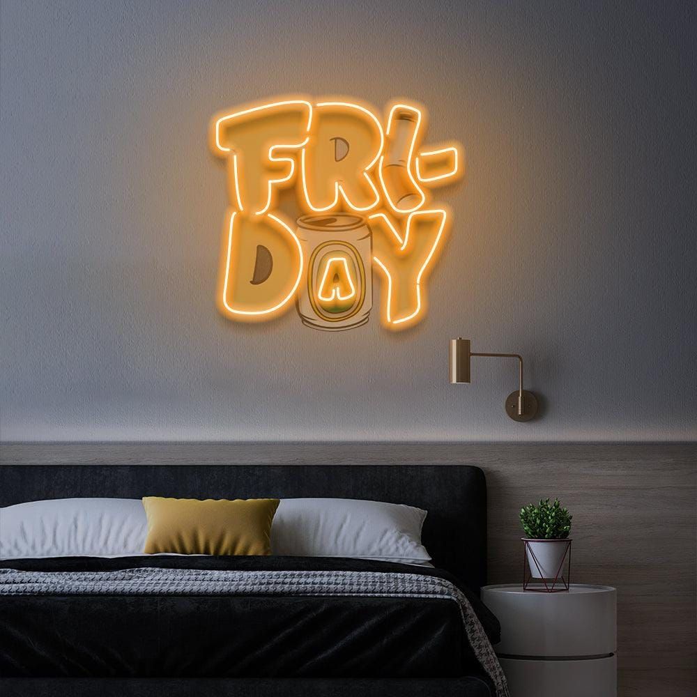 Friday UV Art LED Neon Sign in yellow color by LEDNeons