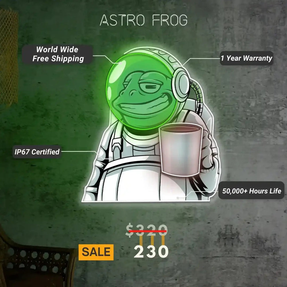 "Frog Astronaut Star" Neon artwork Benefits by LedNeons.com