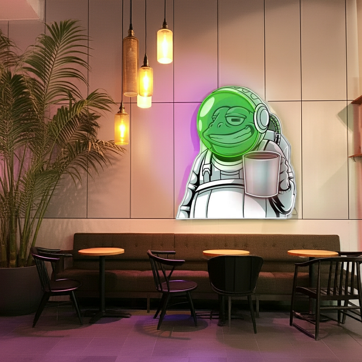 Frog Astronaut Star Neon Artwork by LEDNeons - a whimsical neon design
