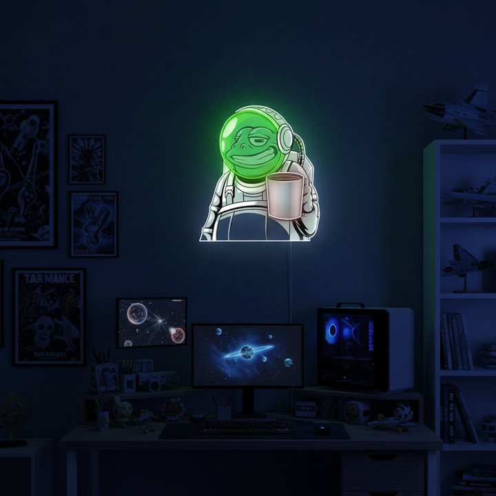 Frog Astronaut Star Neon Artwork by LEDNeons - a whimsical neon design