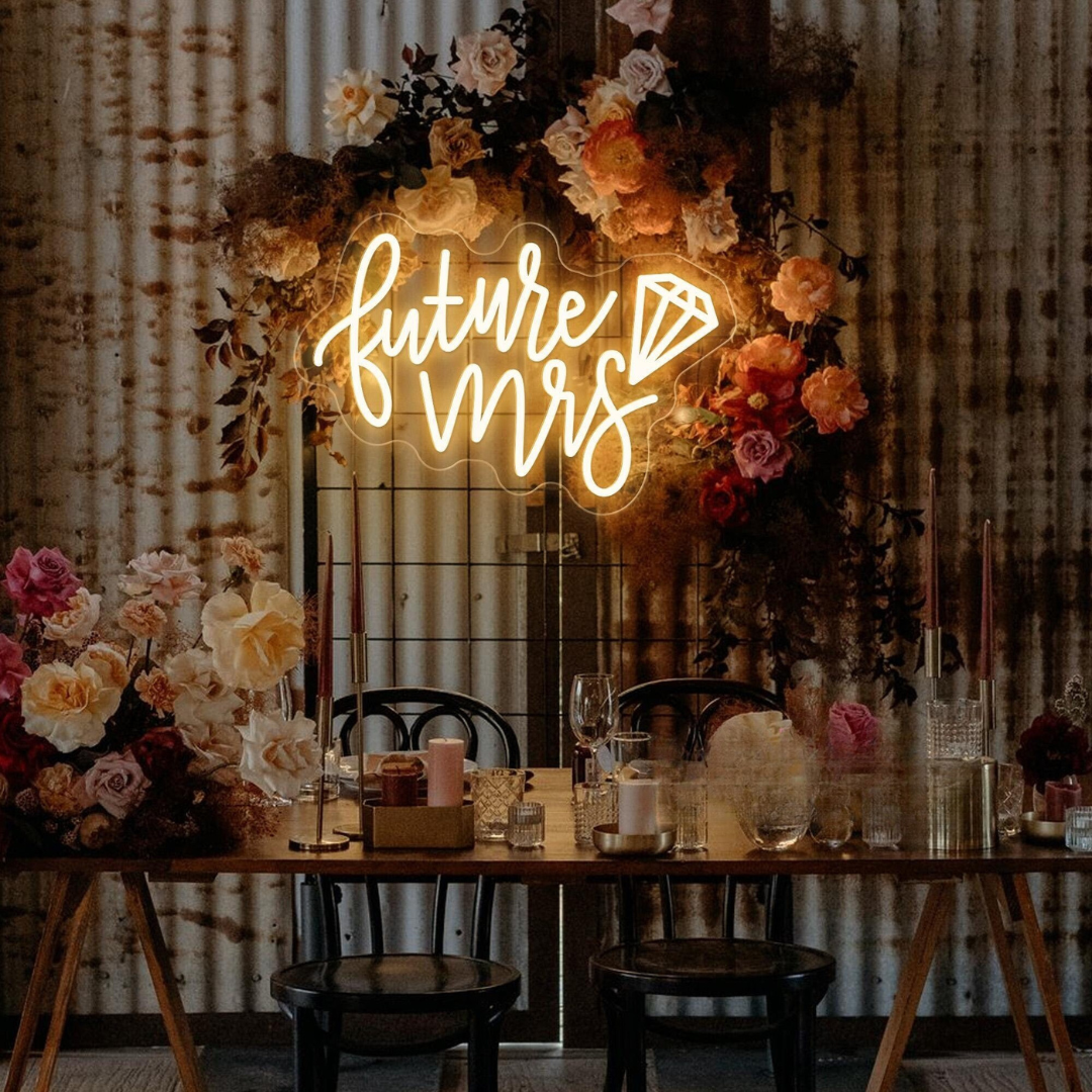 Future Mrs Wedding LED Neon Sign by LEDNeons  - Stylish light-up sign, adding charm to bridal showers and wedding events.