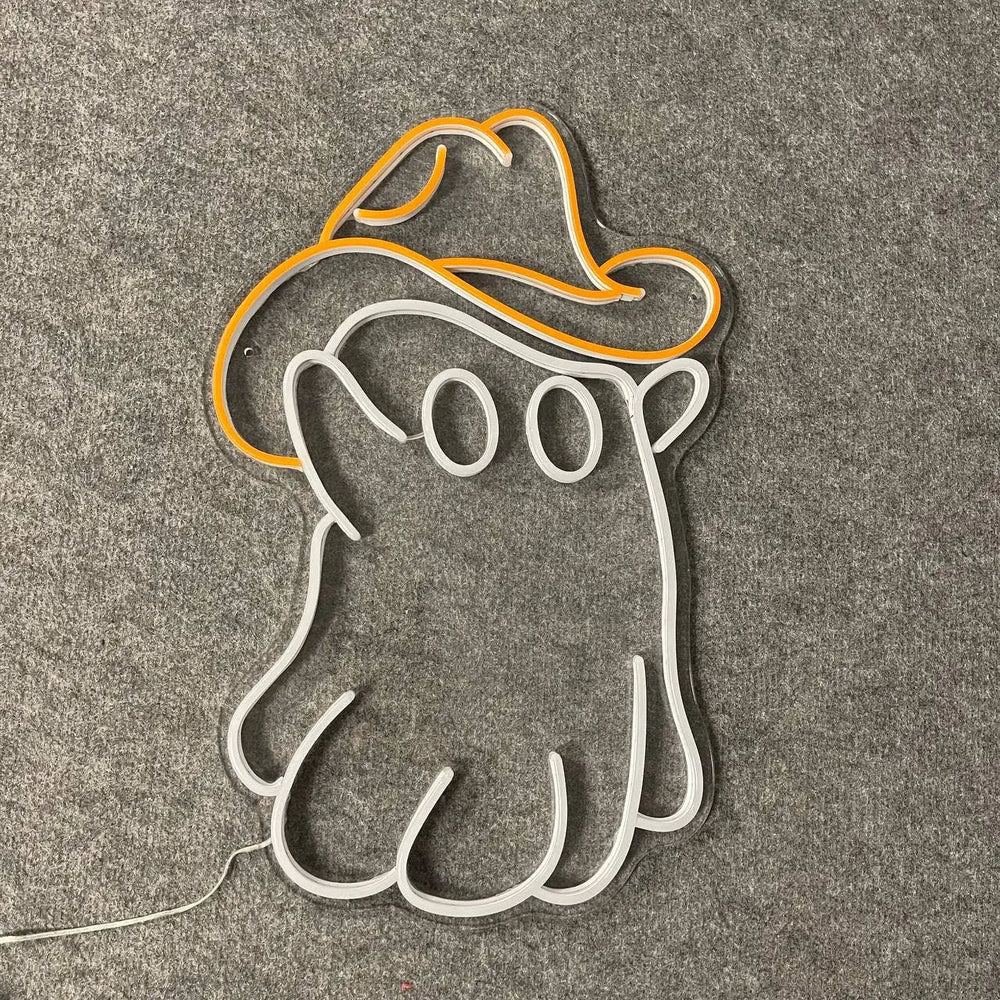 Ghost Cowboy Hat Halloween LED Neon Sign by LEDNeons - light off
