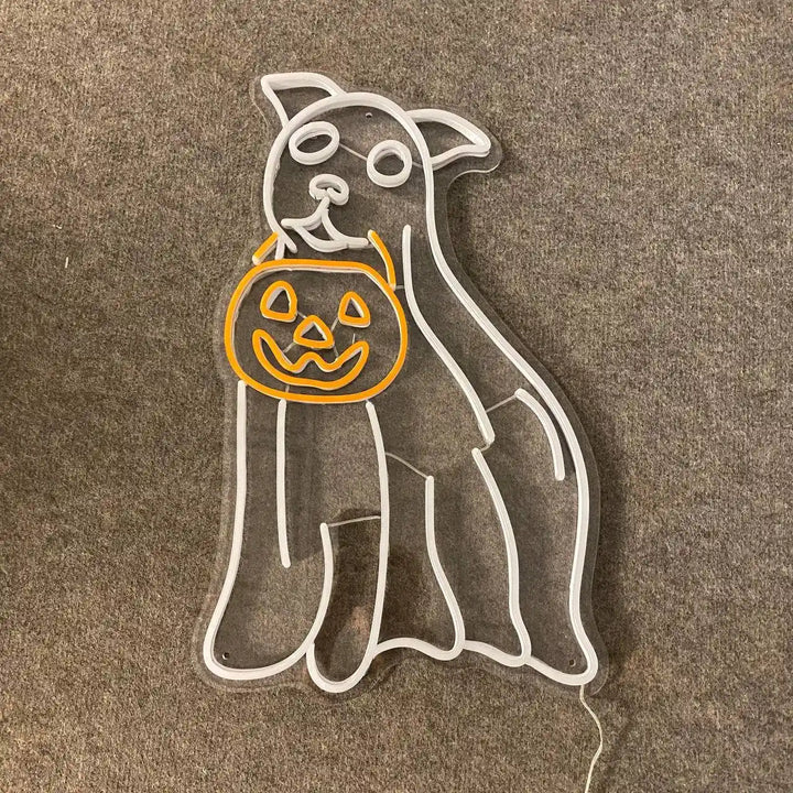 Ghost Dog Pumpkin Halloween LED Neon Sign by LEDNeon's - Transform your space with Halloween LED Neon Sign