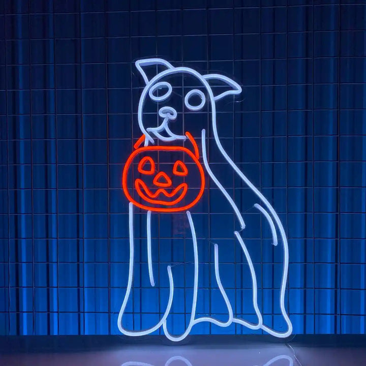 Ghost Dog Pumpkin Halloween LED Neon Sign by LEdNeon's - Transform your space with Halloween LED Neon Sign