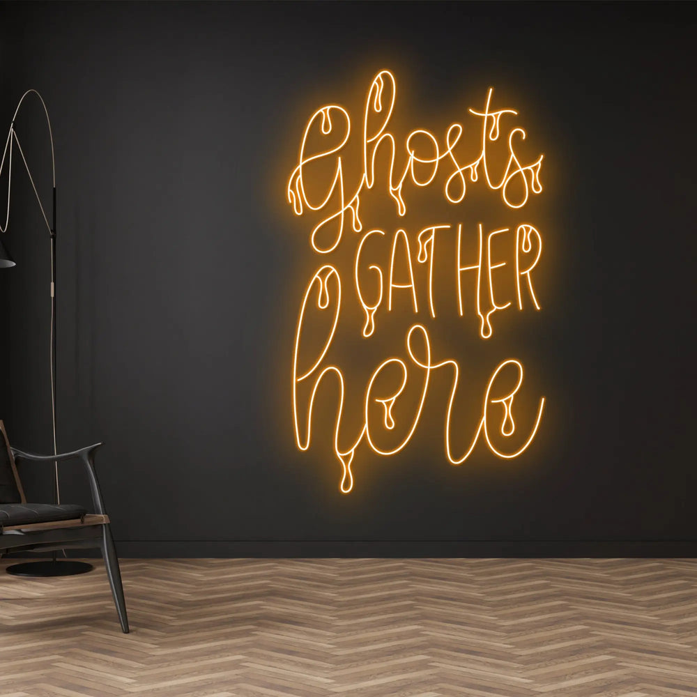 Ghost Gather Here Halloween LED Neon Sign by LedNeons.com - Light Shade