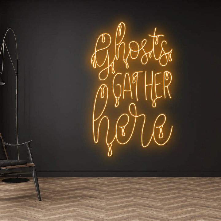 Ghost Gather Here Halloween LED Neon Sign by LedNeons.com - Light Shade