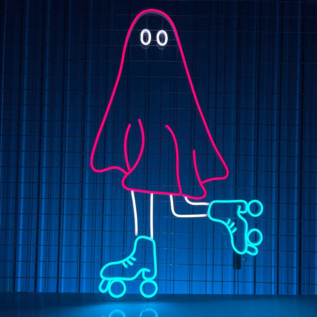 Ghost Skating Halloween LED Neon Sign by LEDNeons - Light on