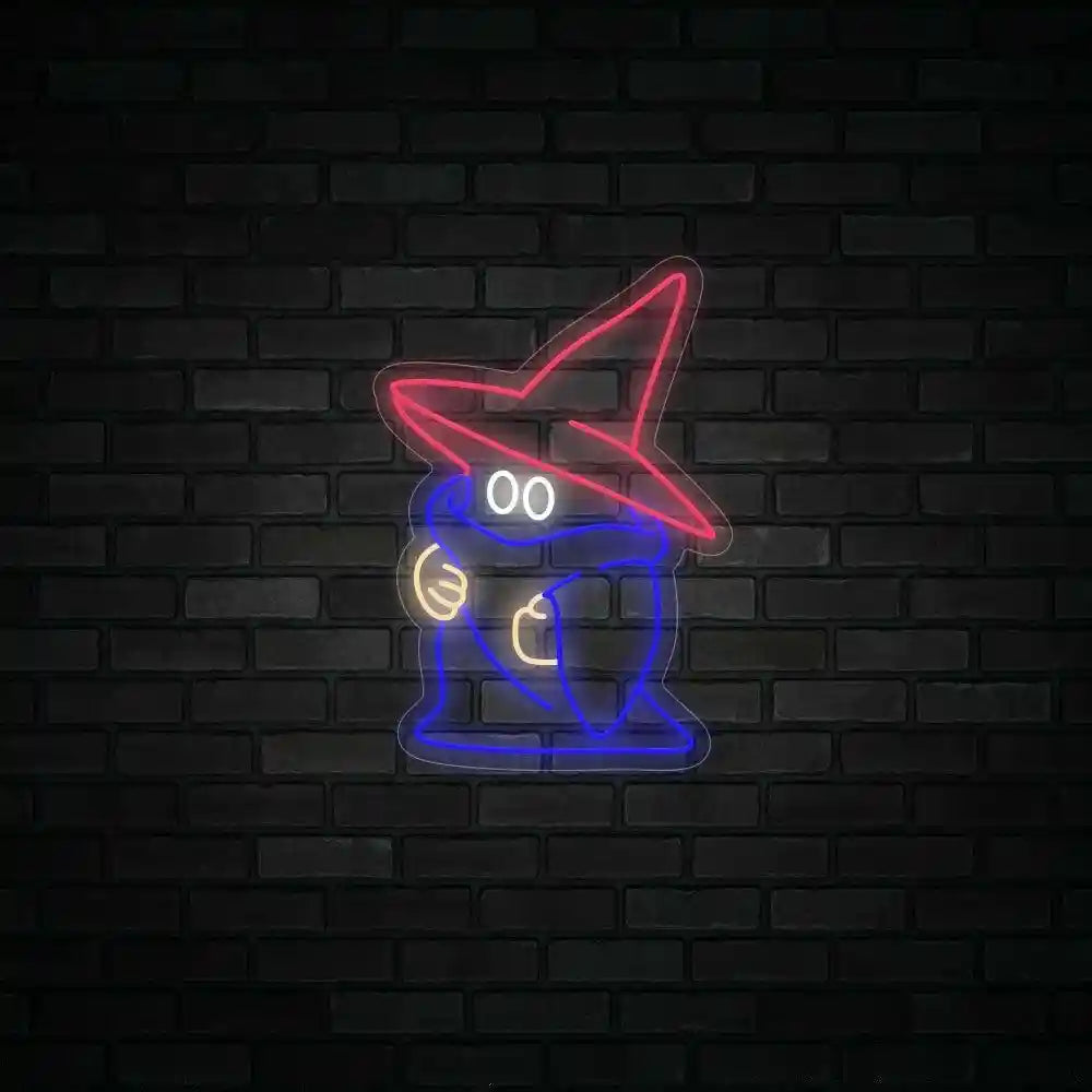 Ghost Wearing A Witch Hat Halloween LED Neon Sign by LEDNeon's - Transform your space with Halloween LED Neon Sign