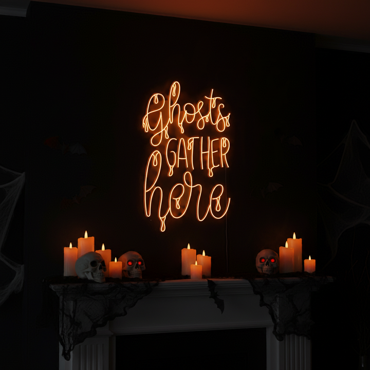 Ghost Gather Here Halloween LED Neon Sign by LEDNeons 