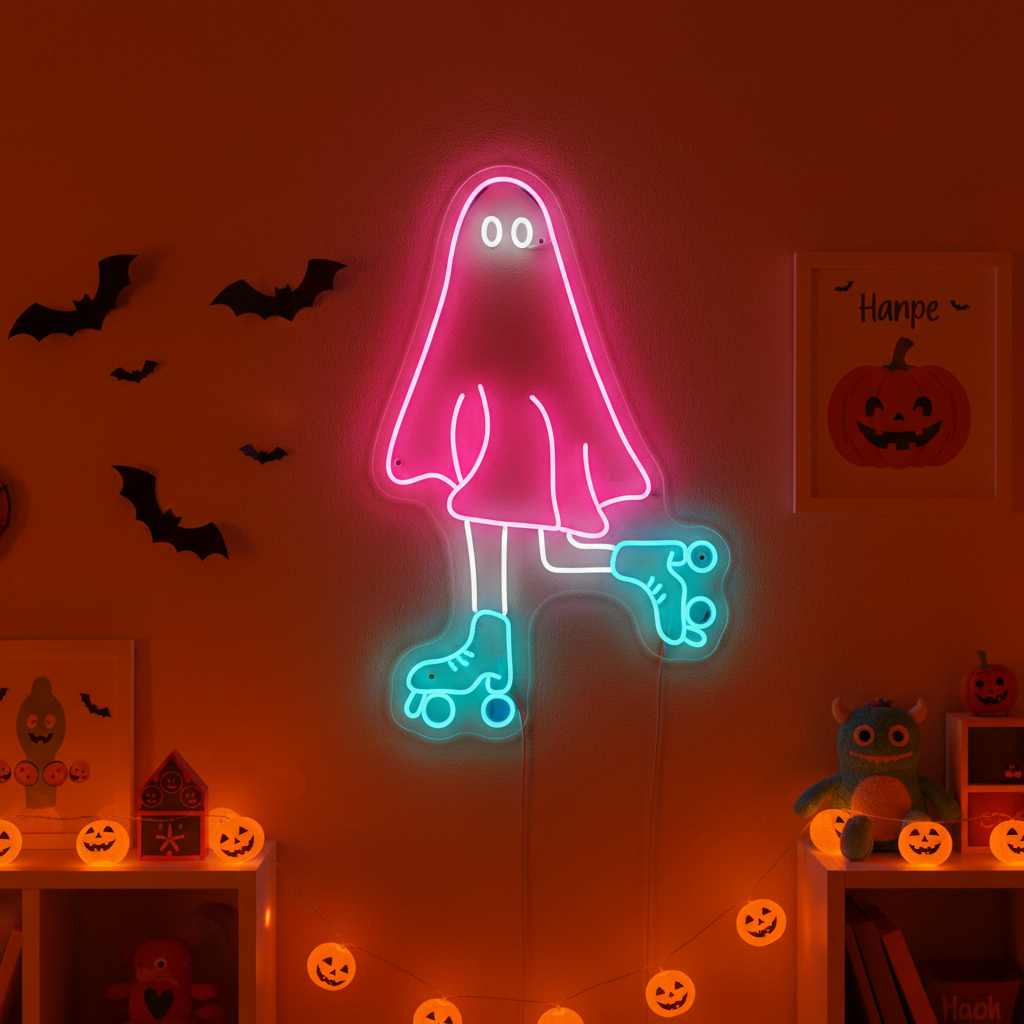 Ghost Skating Halloween LED Neon Sign by LEDNeons