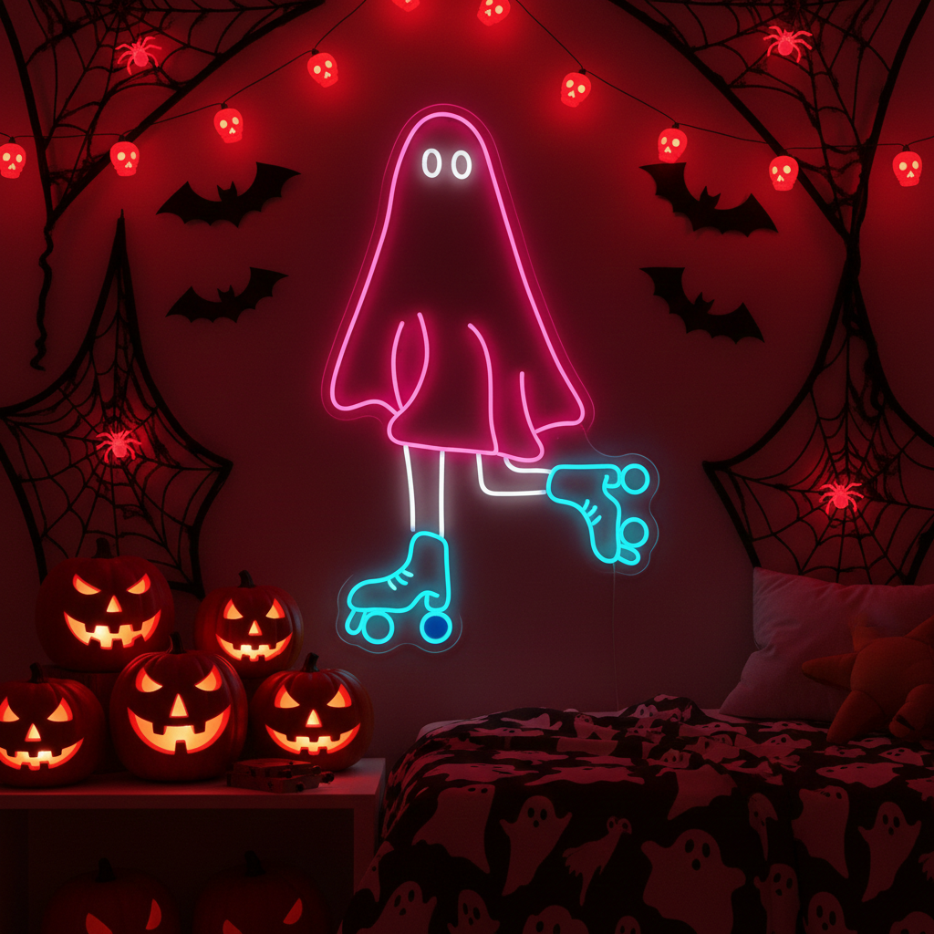 Ghost Skating Halloween LED Neon Sign by LEDNeons