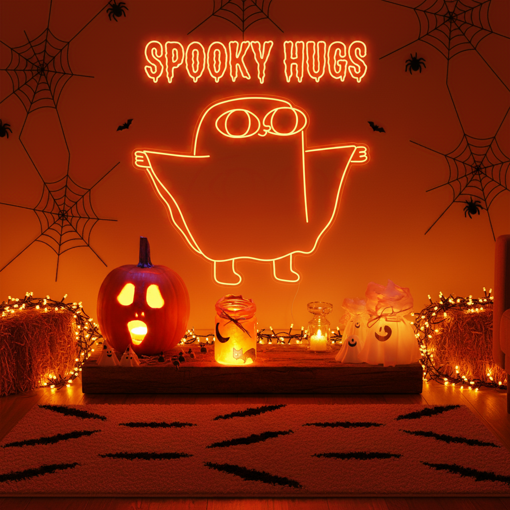 Ghost Spooky Hugs Halloween LED Neon Sign by LEDNeons