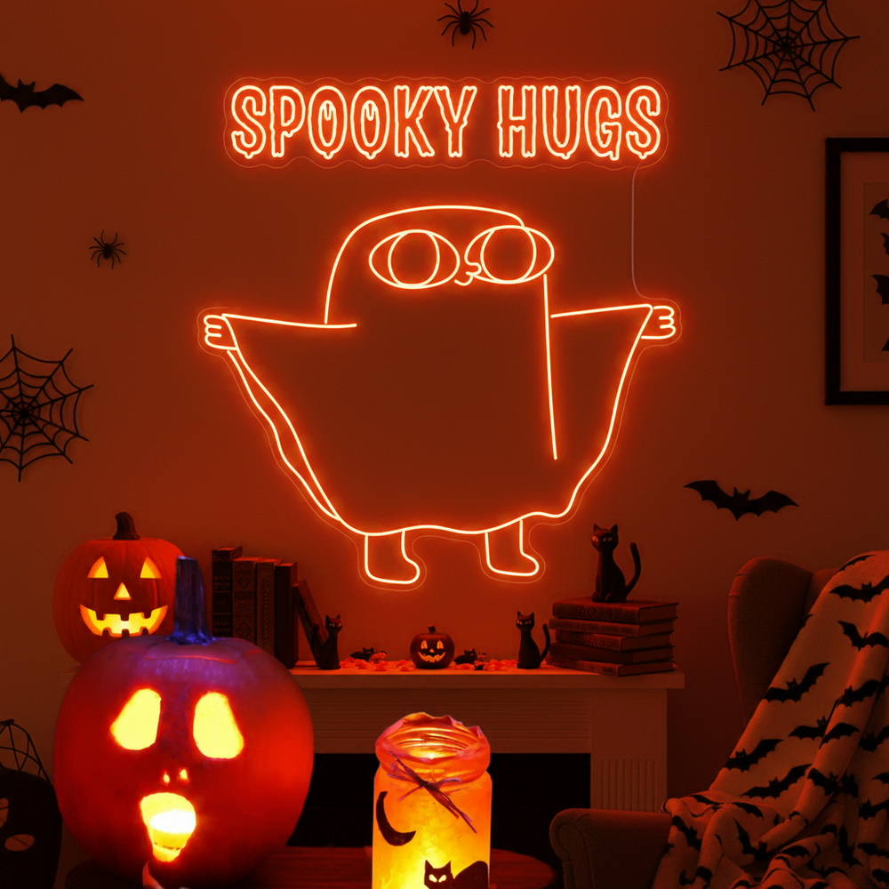 Ghost Spooky Hugs Halloween LED Neon Sign by LEDNeons