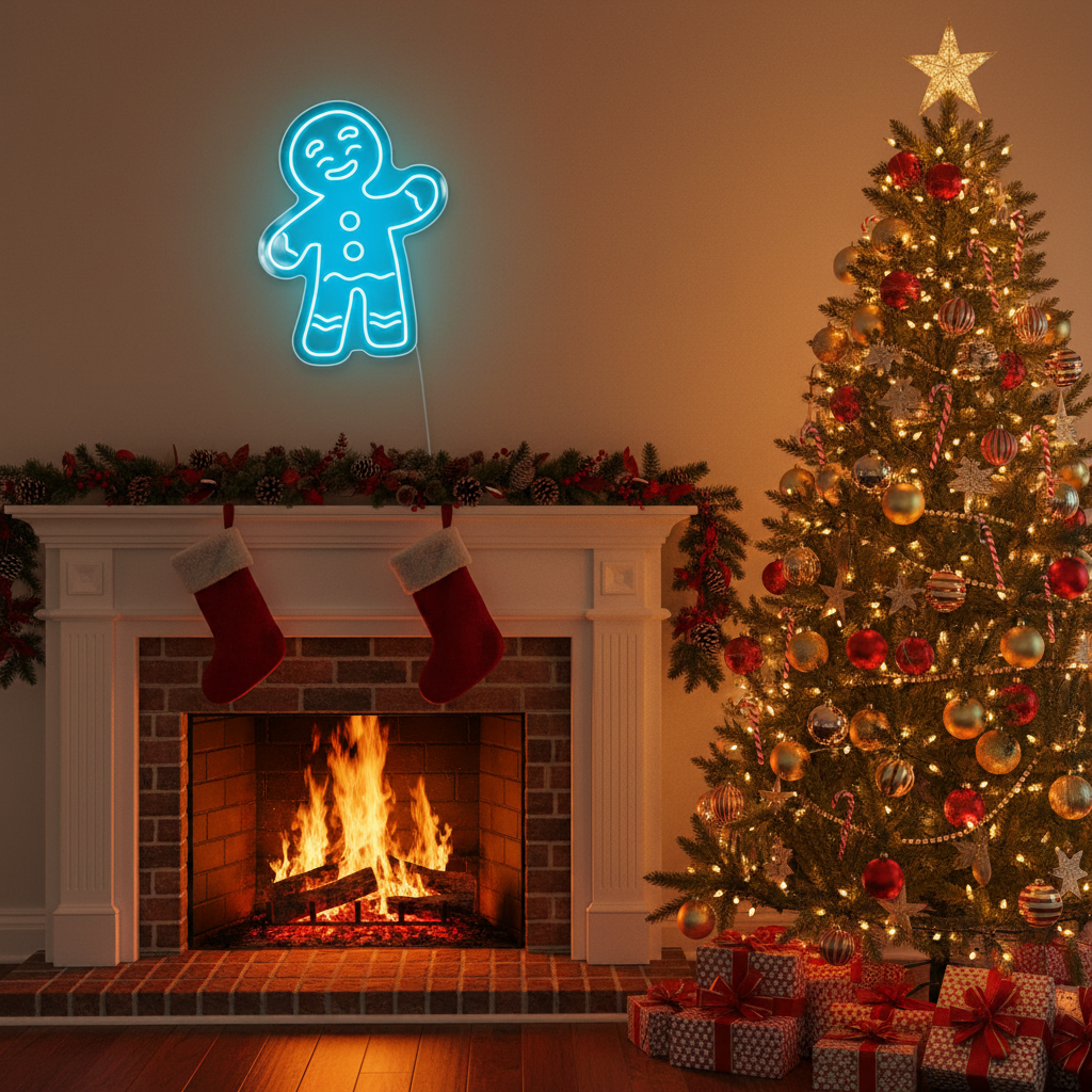 Gingerbread Man Merry Christmas Neon Sign by LEDNeons - Adding warmth and sweetness to your décor.