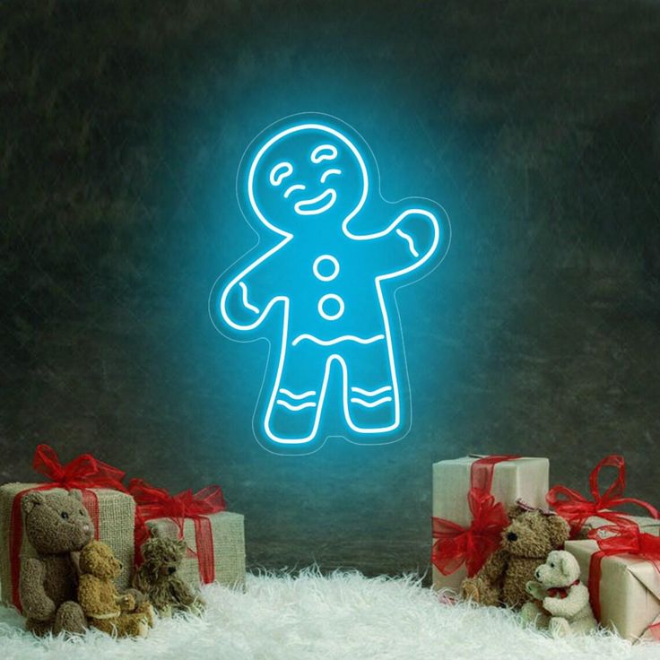 Gingerbread Man Merry Christmas Neon Sign by LEDNeons - Adding warmth and sweetness to your décor.