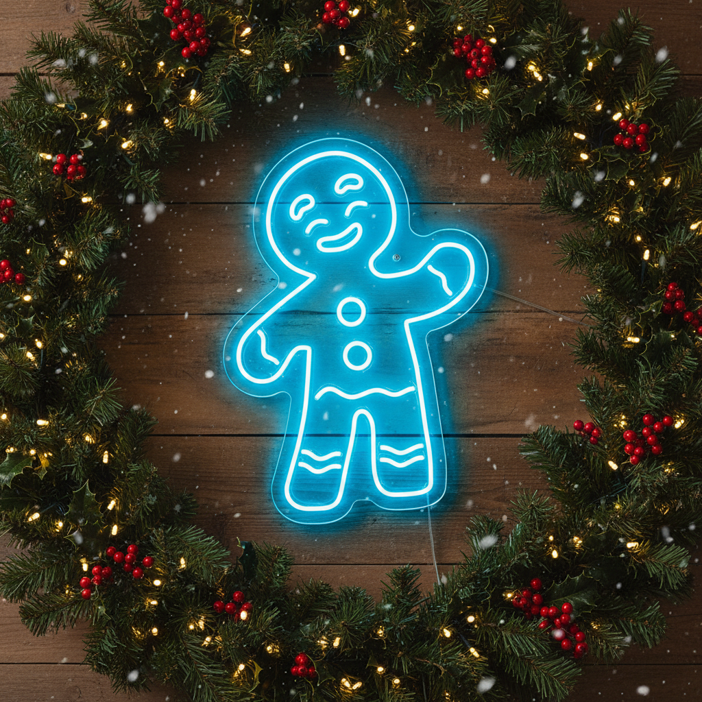Gingerbread Man Merry Christmas Neon Sign by LEDNeons - Adding warmth and sweetness to your décor.