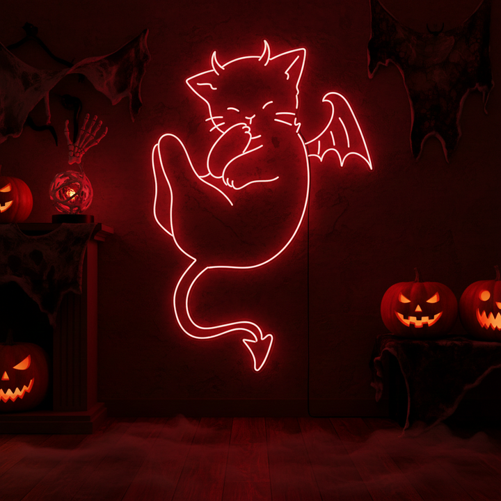 Glow Cat Devil Halloween LED Neon Sign  by LEDNeons 