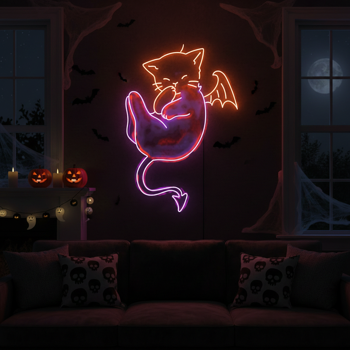 Glow Cat Devil Halloween LED Neon Sign by LEDNeons - Dark Theme