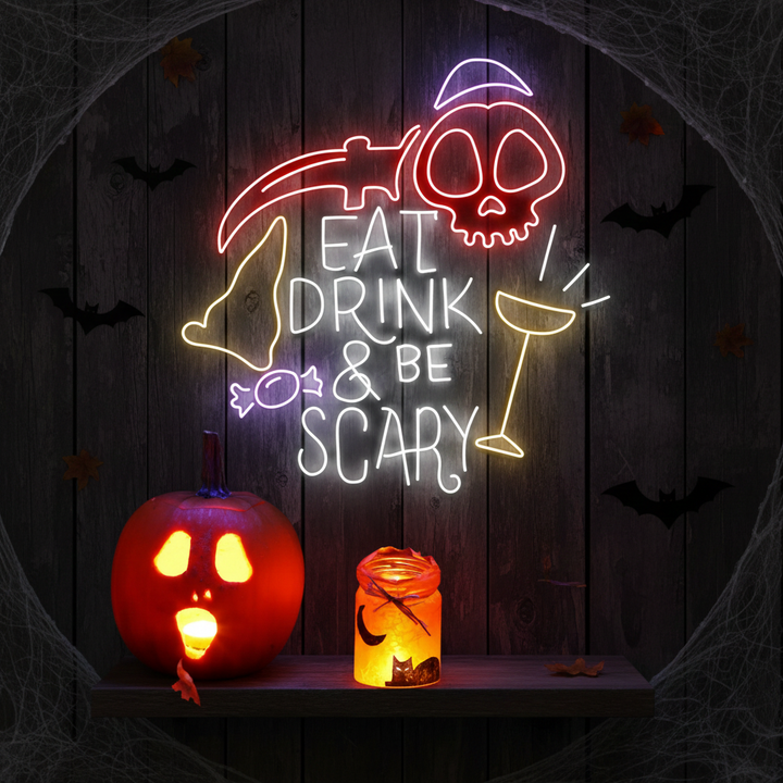 Glow Eat Drink & Be Scary Halloween LED Neon Sign by LEDNeons 