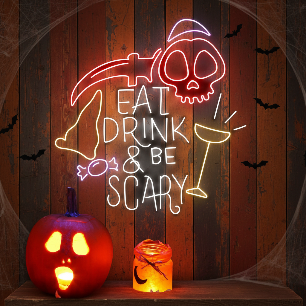 Glow Eat Drink & Be Scary Halloween LED Neon Sign by LEDNeons 
