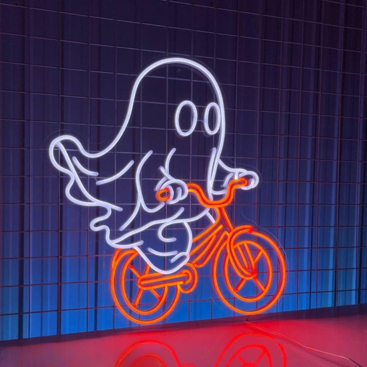 Glow Ghost Ride The Bike Halloween LED Neon Sign by LEDNeons