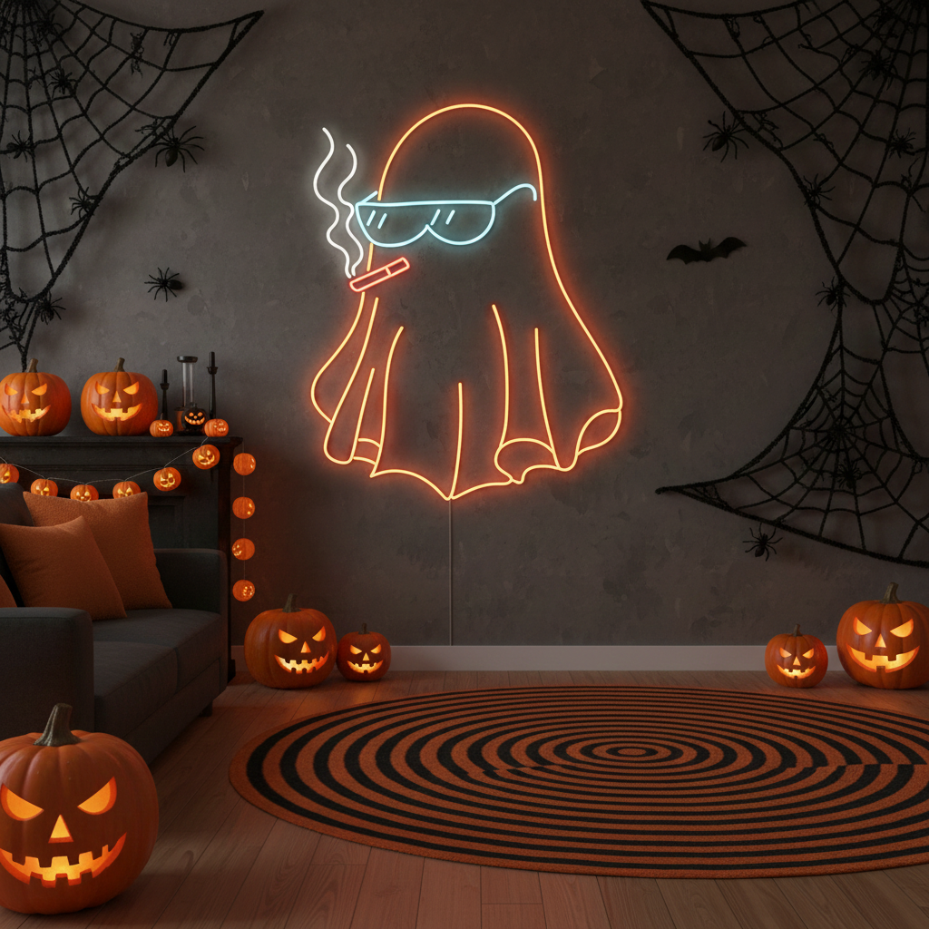 Glow Ghost Smoking Halloween LED Neon Sign by LEDNeons