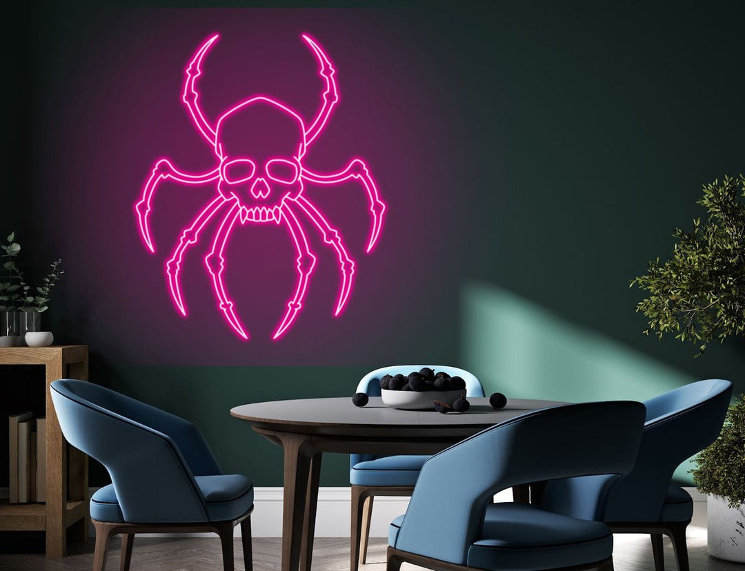 Glow Spider Skull Halloween LED Neon Sign by LEDNeons