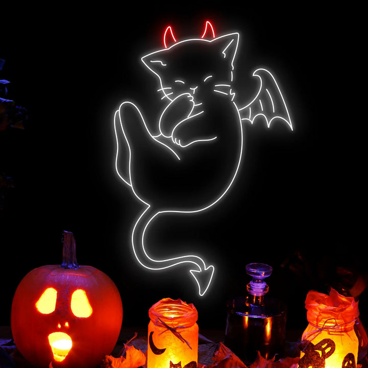 Glow Cat Devil Halloween LED Neon Sign by LEDNeon's - Transform your space with Halloween LED Neon Sign