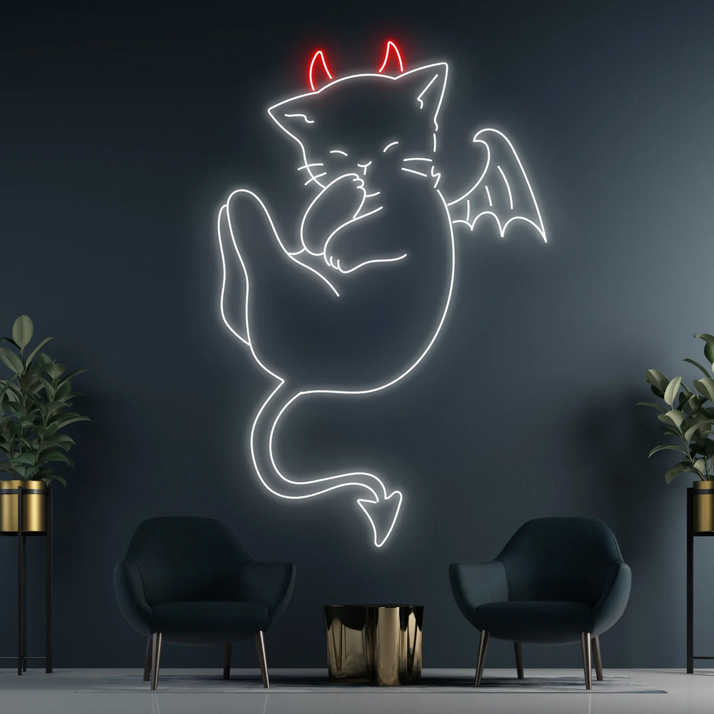 Glow Cat Devil Halloween LED Neon Sign by LEDNeon's - Transform your space with Halloween LED Neon Sign