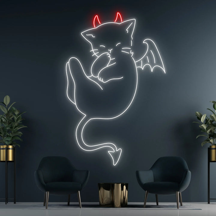 Glow Cat Devil Halloween LED Neon Sign by LEDNeon's - Transform your space with Halloween LED Neon Sign