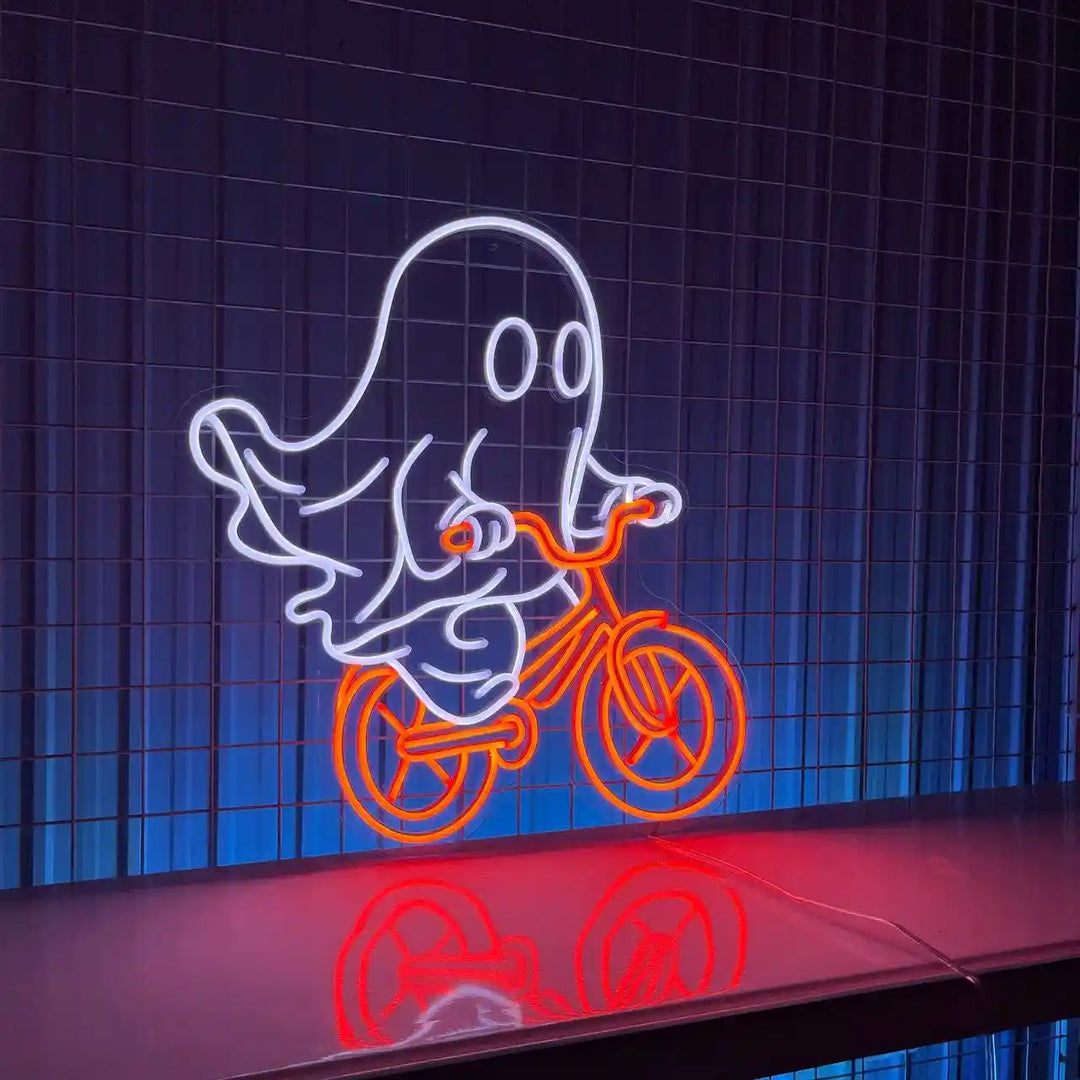 Glow Ghost Ride The Bike Halloween LED Neon Sign by LEDNeon's - Transform your space with Halloween LED Neon Sign