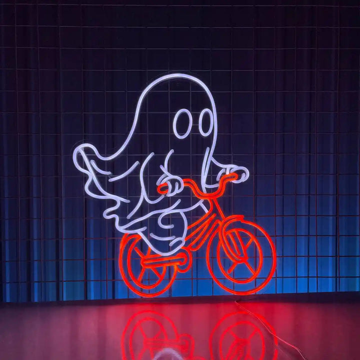 Glow Ghost Ride The Bike Halloween LED Neon Sign by LEDNeon's- Transform your space with Halloween LED Neon Sign