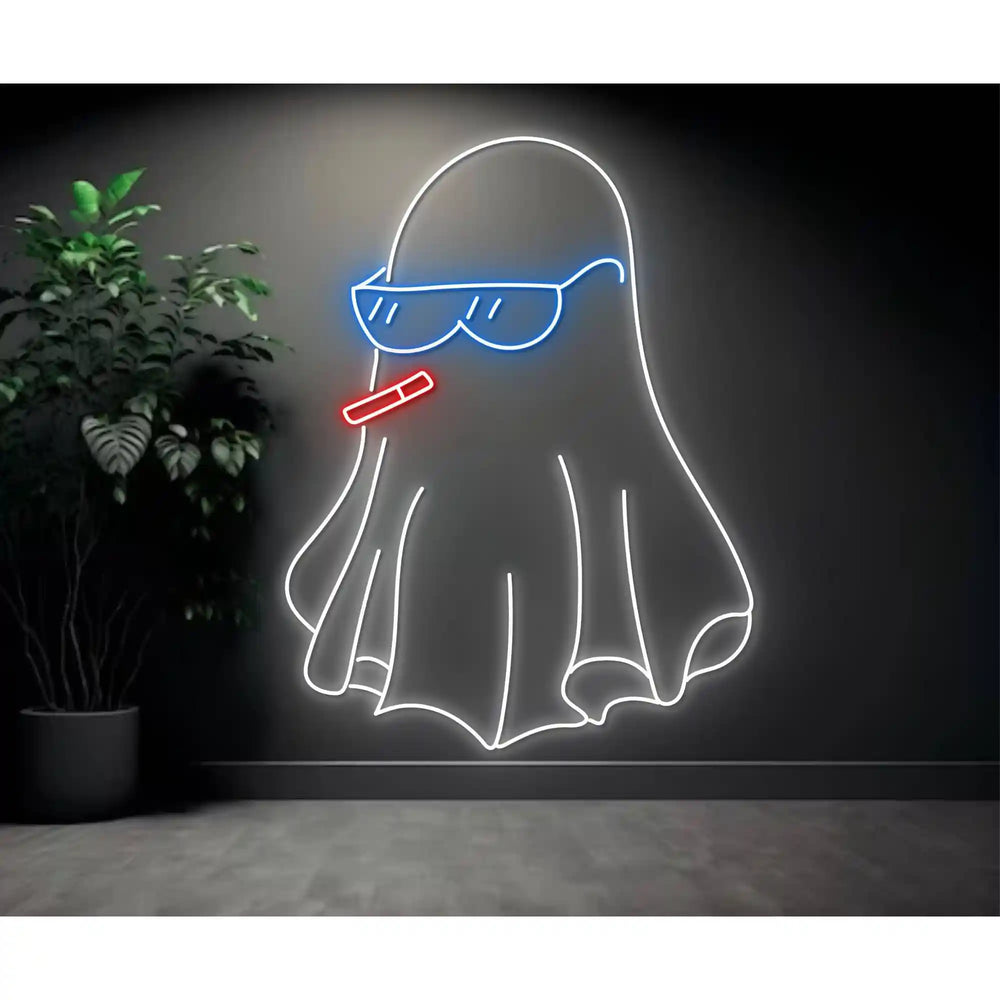 Glow Ghost Smoking Halloween LED Neon Sign by LEDNeon's - Transform your space with Halloween LED Neon Sign