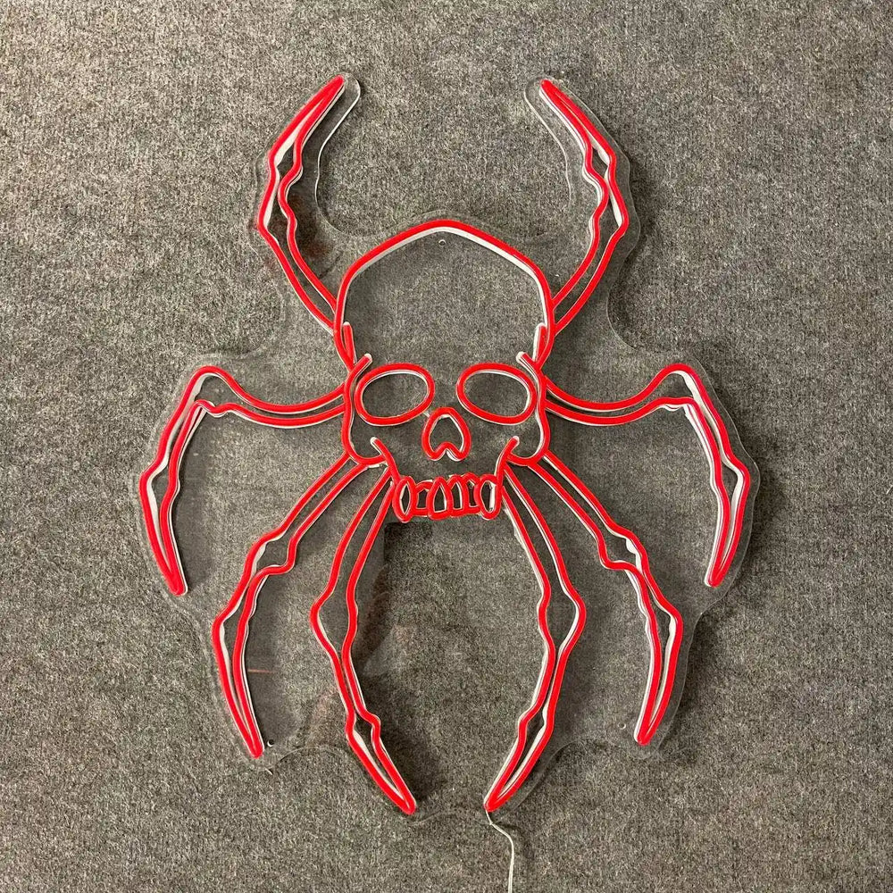 Glow Spider Skull Halloween LED Neon Sign by LEDNeons - Light Theme