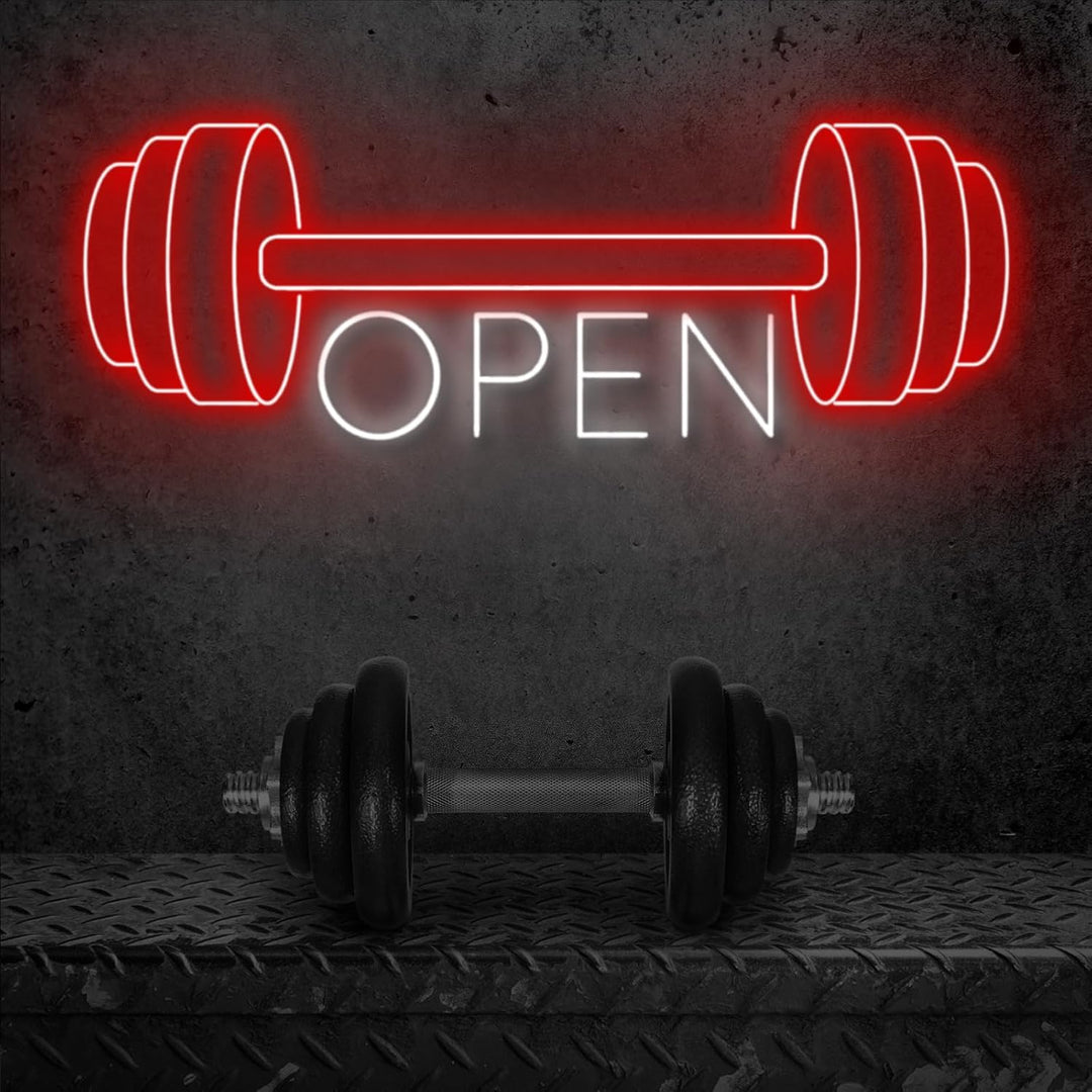 Gym Open LED Neon Sign by LEDNeons - Vibrant LED Neon Sign signaling gym is open