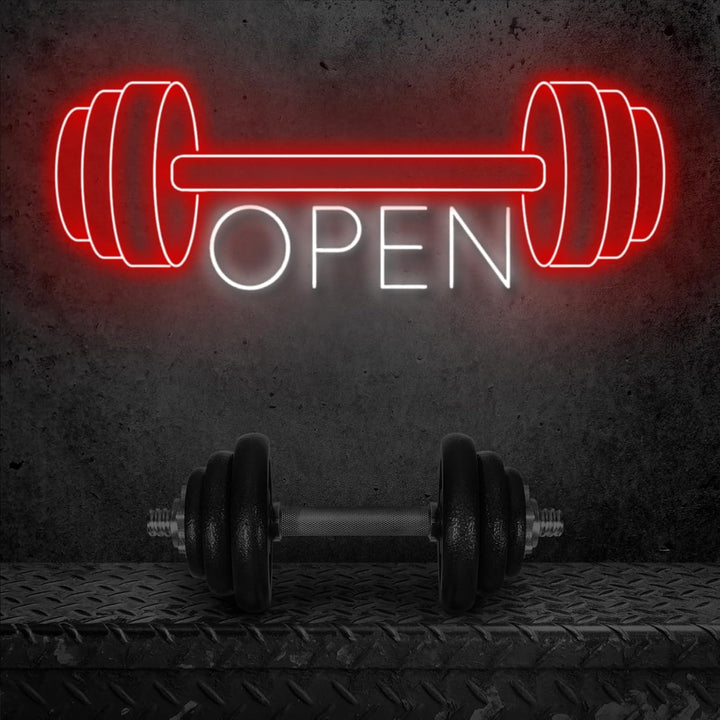 Gym Open LED Neon Sign by LEDNeons - Vibrant LED Neon Sign signaling gym is open